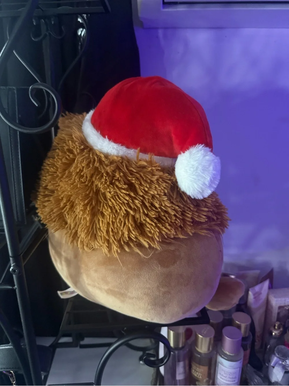 Squishmallows Brown Benny Bigfoot w/Red Santa Hat Holiday Plush Pillow